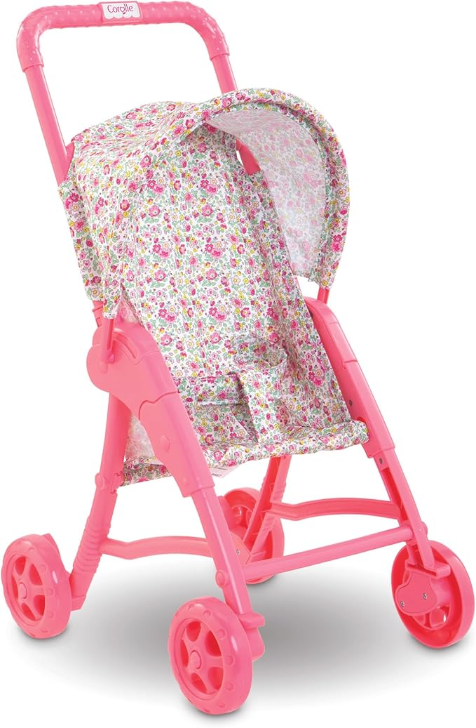 Corolle Mon Premier Poupon Foldable Baby Doll Stroller Set - Lightweight Toy Stroller for Toddlers 1-3 - Pink & White Doll Carriage for 12 Inch Dolls