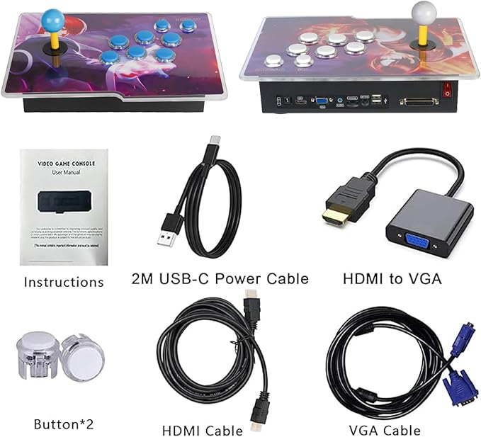 FVBADE[50000 in 1 Pandora Ultra Pandora Box Retro Games Arcade Game Console with Two Separate Host for PC & Projector & TV 3D Games 1-4 Players Category Favorite List Save/Search/Hide/Pause