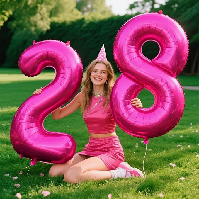 Rose Red Number 2 Balloon 40 Inch,Jumbo Giant Mylar Hot Pink Number 2,Big Large Foil Helium Two Number Balloons, Balloons for 12 20 21 22 Birthday Party Decorations Supplies Anniversary Celebration