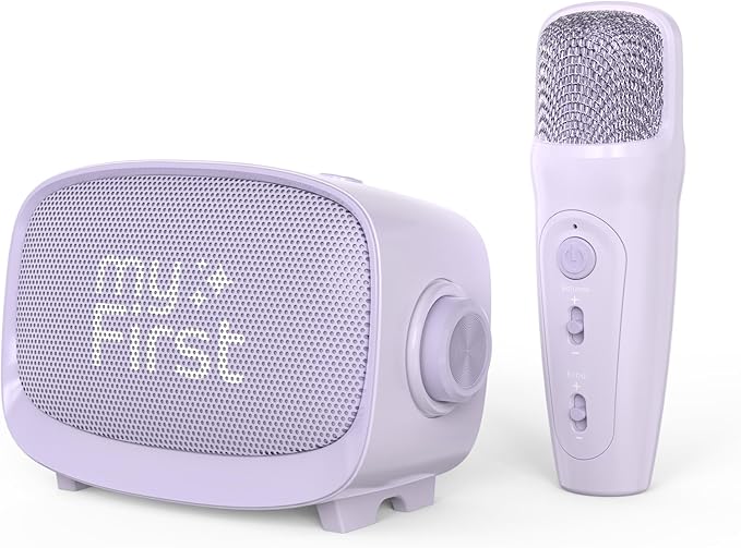 myFirst Voice 2 - Kids Mini Karaoke Machine with Wireless Microphone and Voice Changer for Kids, Portable Bluetooth Speaker, Christmas Toys Gifts for Girls and Boy 3-12 Years Old (Purple)