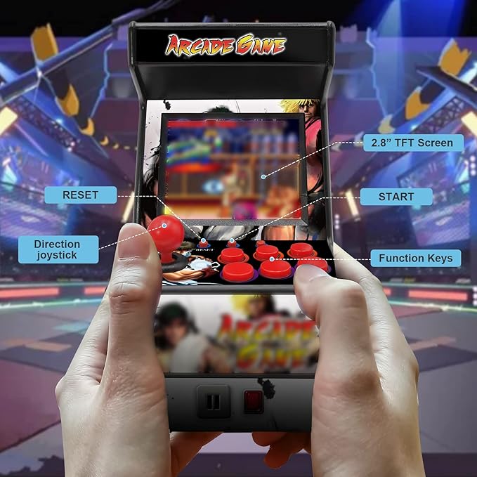 Mini Video Games Machine - 156 Retro Games Console Playable - 2.8 Inch Screen Handheld Gaming Device Support AV Output - Electronic Birthday Xmas Gift for Kids Adults