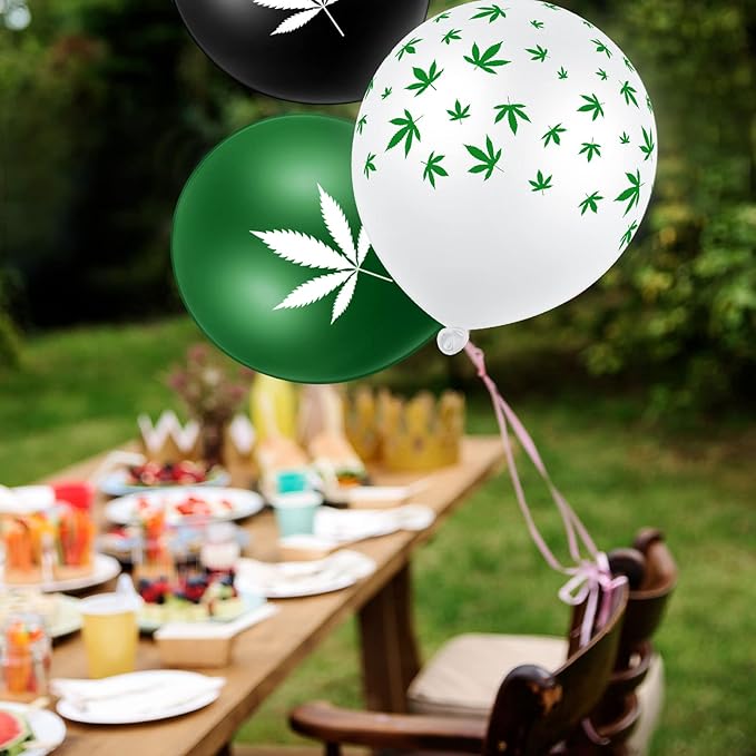 Skylety 48 Pcs Weed Balloons 420 Marijuana Party Decoration Pot Leaf Maple Latex Balloons Weed Themed Decor for 420 Celebration Birthday Party Supply