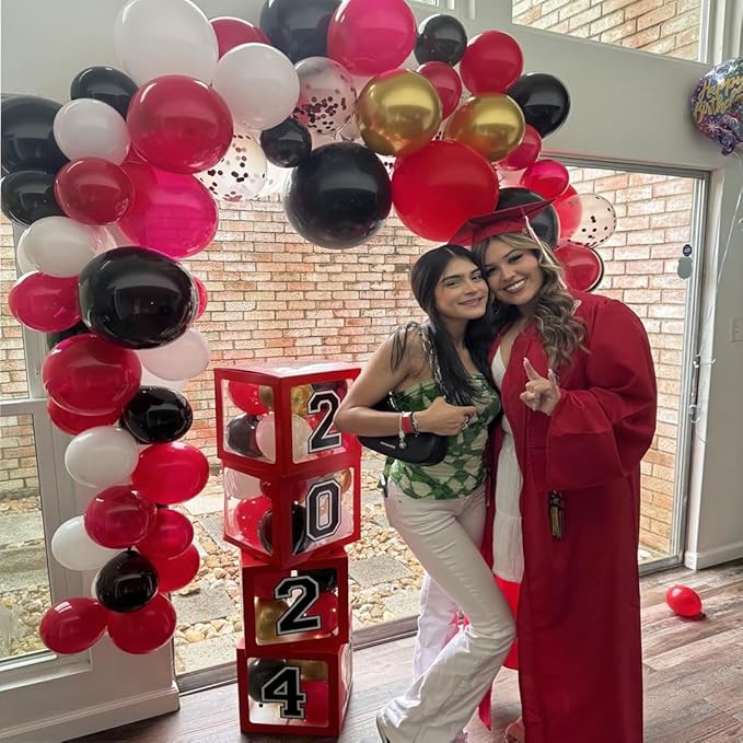 Red Black and Gold Party Balloons, Black and Red Latex Balloons 50 Pcs 12 inch Red Black Gold Balloons For Graduation Hollywood Casino Wedding Party Decoration