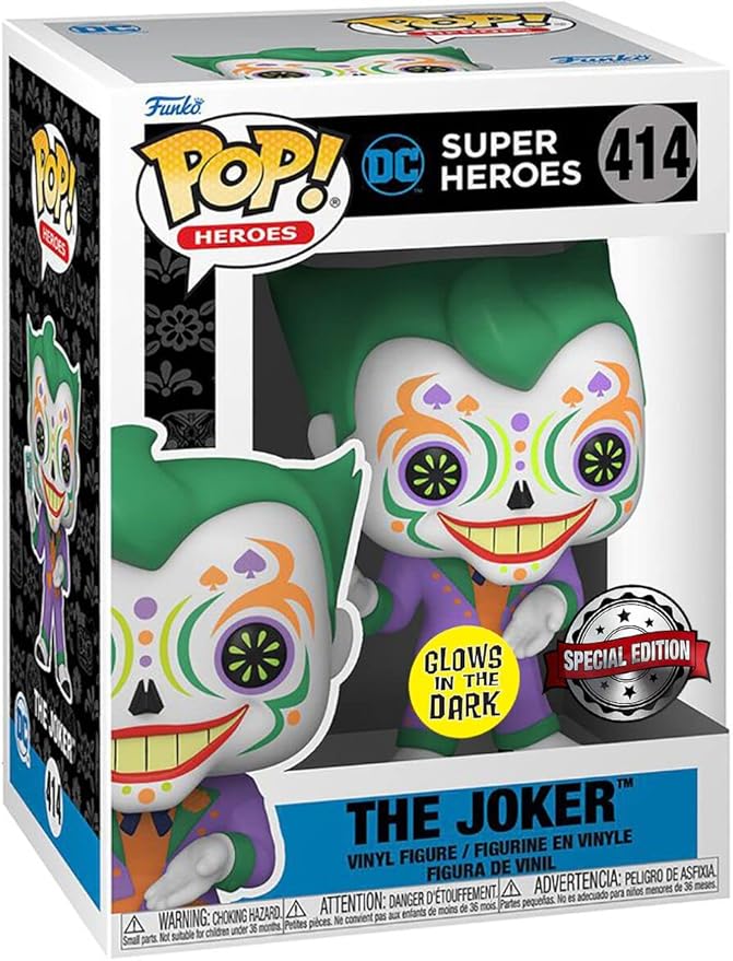 Funko POP Heroes: Dia De Los DC - Joker (Glow in The Dark), Amazon Exclusive, Multicolor, (58173)