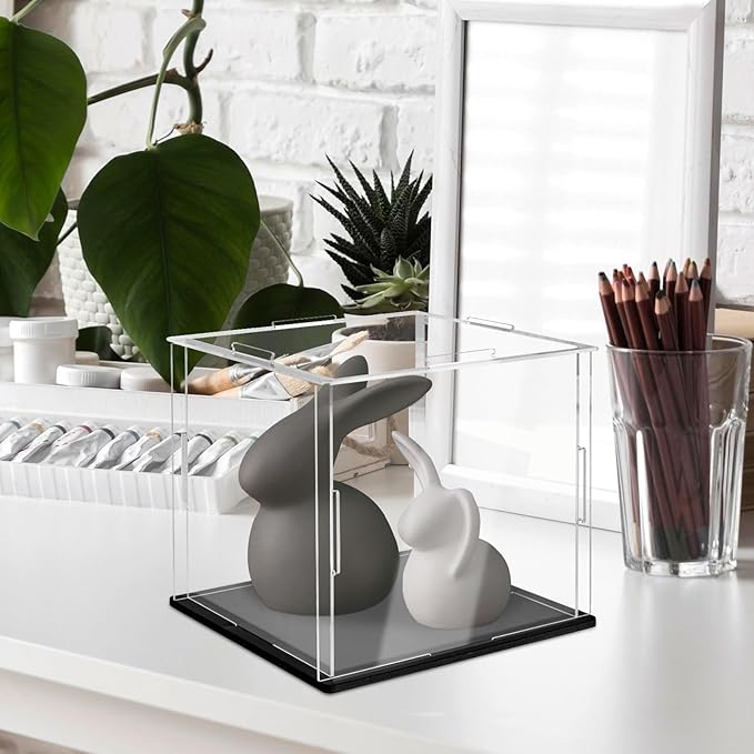 Self-Assembly Acrylic Display Case Mini Clear Display Case Small Acrylic Display Box Dustproof Protection for Figures Collectibles Memorabilia Jewelry Toys Storage，3.9x3.9x3.9inch