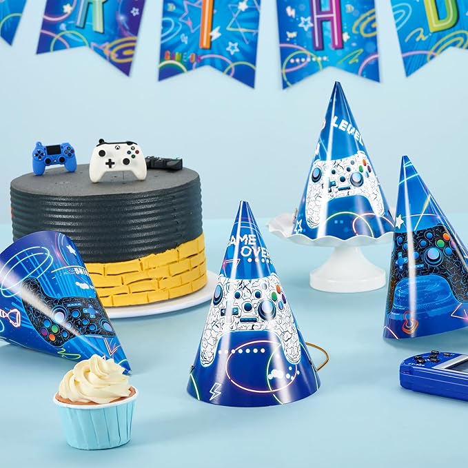 WERNNSAI Birthday Party Hats - 12 Pcs Birthday Party Supplies Cone Hat Headbands Colorful Paper Party Hats for Kids
