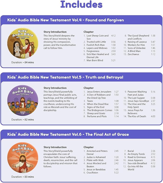 New Testament StoryShield Collection for StoryPhones Headphones | 6 Screen-Free Audio Disks in Collaboration with Crossway - Includes HardBack Book, StoryPhones Headphones sold separately on Amazon