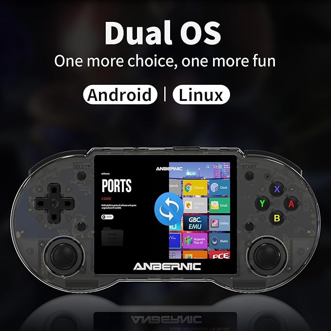 RG353P Handheld Game Console RG351P Retro Gaming Console Portable Game Console 3.5 Inch IPS Screen Double 3D Rocker Supports 3.5mm Sound Headphones Black