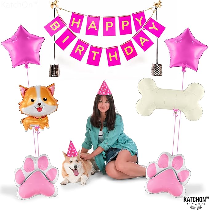 KatchOn Dog Balloon for Party - 28 Inch, Pack of 6 | Paw Balloons, Birthday Decorations | Party Supplies | Puppy Decorations