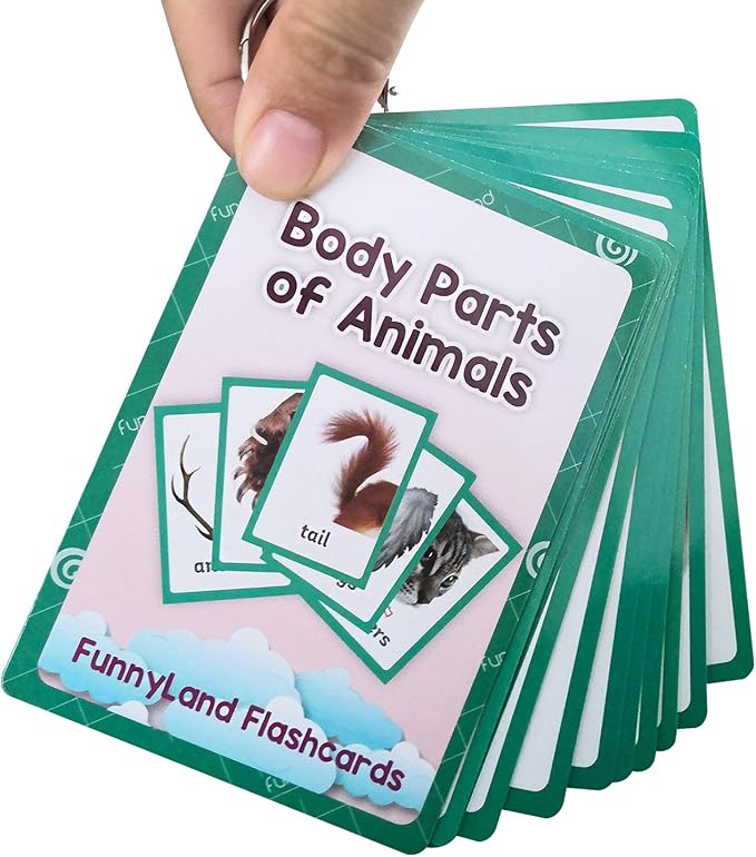 Zwttey Wild/Farm/Sea Animals Body Parts Learning English Flash Cards Kids Montessori Toys Baby Cards Child Pocket Card Pre-Kindergarten