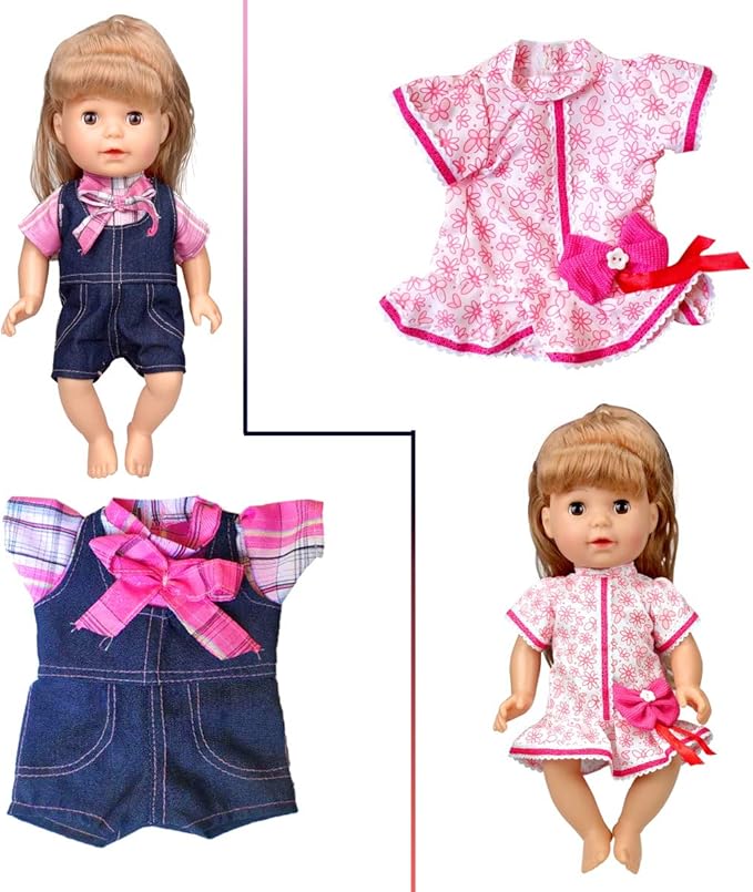 8-Sets Alive Baby-Doll-Clothes for 12 inch Baby Dolls 10-11-12 inch Handmade Clothing Lovely Hat Dress and Outfits Accessories Christmas Birthday for Little Girl