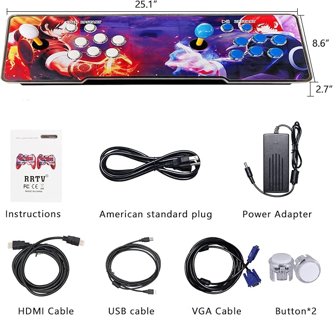 FVBADE [32000 Games in 1] 78S Pandora Box Arcade Game Console for PC & Projector & TV ,3D Games 1-4 Players Double Joystick Favorite List Game Category Save/Search/Hide/Pause