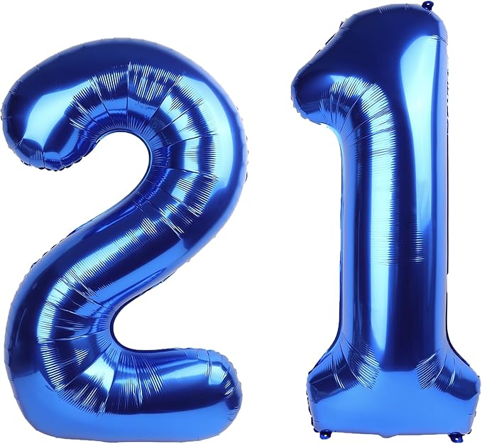 40 Inch Navy blue Number 21 Digital Balloon,Jumbo Mylar Foil Helium Balloon for 21 Balloons for Birthday Party,Wedding Anniversary Party Decorations