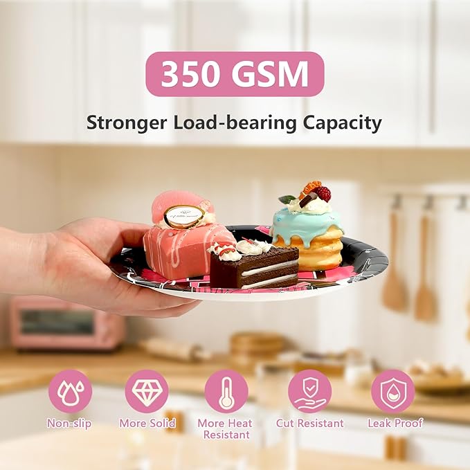 96Pcs Bad Two The Bone Birthday Decorations Rock and Roll 2nd Birthday Plates and Napkins Black Pink 2nd Tableware for 2 Years Old Rock Band Music Birthday Retro Bday Party Supplies Serves 24