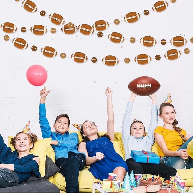 MARFOREVER 41 Ft Pre-Strung Football Garland Banner, Football Party Decorations Football Hanging Swirls Streamers for Sports Football Themed Party Home Classroom Birthday Decorations
