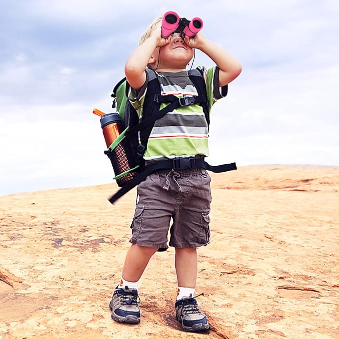 ESSENSON Binoculars for Kids Toys Gifts for Age 3-12 Years Old Boys Girls Kids Telescope Outdoor Toys for Sports and Outside Play Hiking, Bird Watching, Travel, Camping, Birthday Presents (Pink)