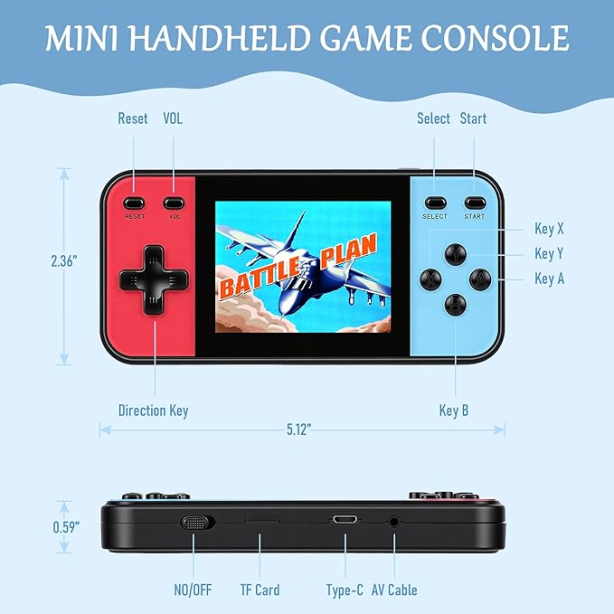 Retro Handheld Game Console, 240 Classic Retro Video Games Preloaded for Kids, Portable Gaming Player with Rechargeable Battery, 3.0" LCD Screen, Pocket Player Travel Games Arcade