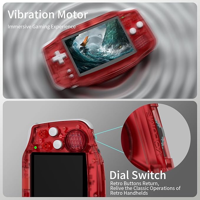 RG34XX Retro Handheld Game Console 3.4" IPS Screen 32G Linux 64-bit System RG 34XX Portable Video Gaming Console Support 5G WiFi Bluetooth,Streaming,HD TV Output,With Protecting Bag(Transparent Red)