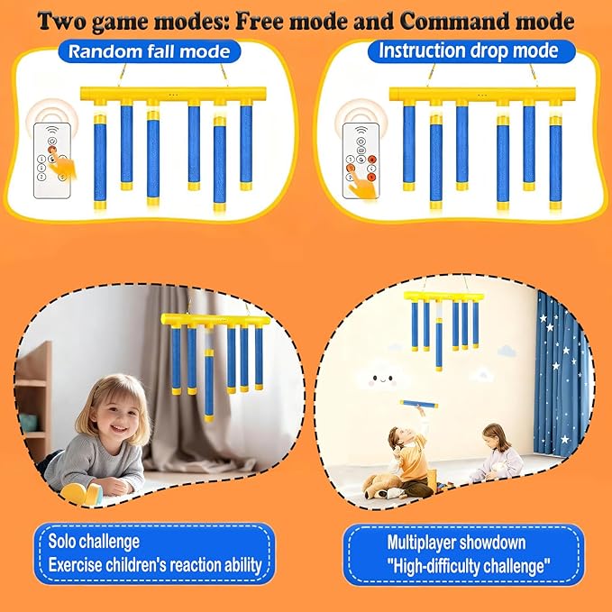 2026 Reflective Drop Stick Challenge Game - Hand-Eye Coordination Reflex Training Toy with 3 Adjustable Speed Modes - Engaging Catching Sticks Game for All Ages