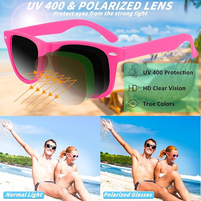 144 Pack 24 Color Neon Sunglasses Party Favors Bulk,80’s Retro Style Perfect Colorful Novelty Sun glasses Set for Birthday Party Supplies,Beach,Pool Party Favors,Goody Bag Favors for Kids Adults