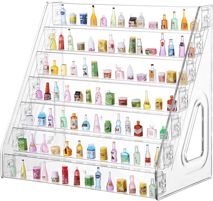 7 Layers Mini Brand Organizer Acrylic Mini Brand Storage Case for Mini Brands Collector Toys Large Capacity Display Rack Display Case for Miniature Collectibles(Mini Brand are Not Included)