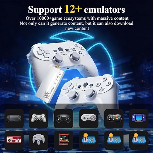 H10 Retro Game Stick 4K HDMI Gaming Console: 30,000+ Preloaded Games | Enhanced Game Helper Features | Plug & Play | Stick Controllers for Family & Adult Retro Gamers