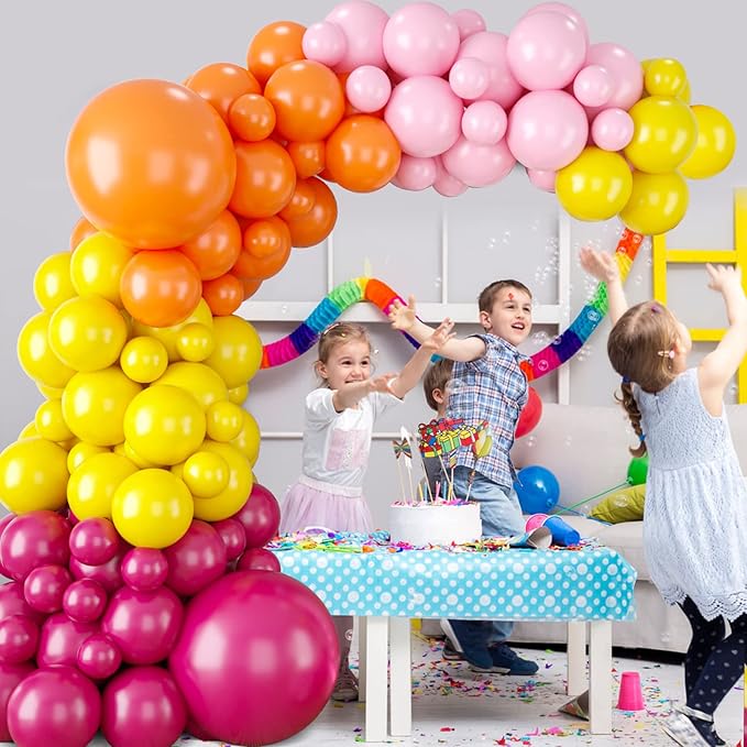 Pink and Orange Balloon Garland Arch Kit, Rose Red Pink Orange and Yellow Latex Balloons for Baby Shower Wedding Birthday Graduation Anniversary Bachelorette Party Background Decoration