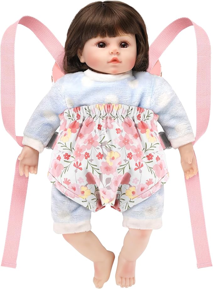 GAGAKU Baby Doll Carrier for Little Girls Baby Carrier for Dolls Reborn Baby Doll Carrier Toddlers 3 Years Old Babydoll Carrier - Pink Rose of Sharon