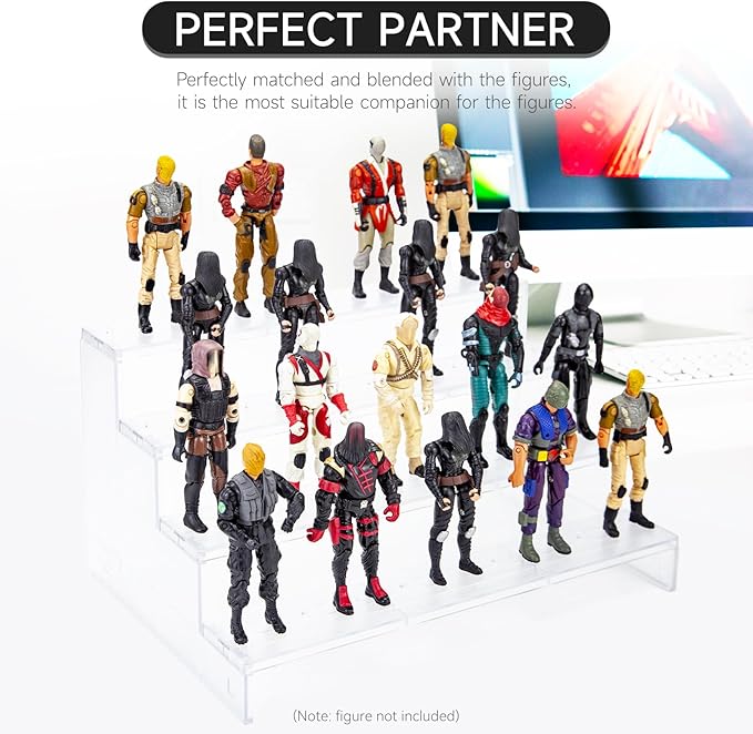 6 inch Acrylic Riser Display Shelf,Clear Action Figures Stands With PEG,4 Tier Toy Collectibles Organizer Compatible with 1/12 Scale Action Figure Toy (Fit For 3.75 inch Vintage SW/GI JOE-Clear)