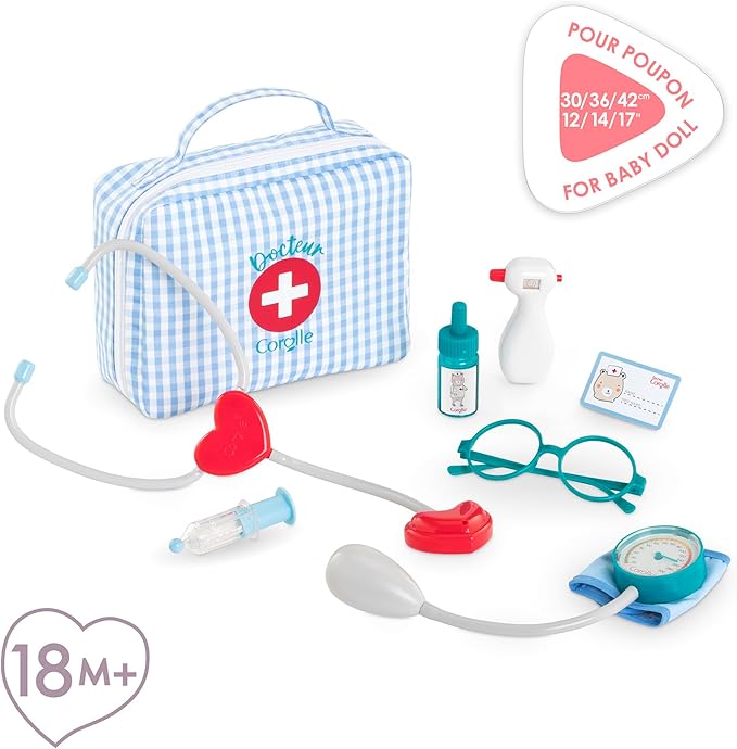 Corolle Doctor's Suitcase Toy, Kids Medical Kit with Accessories, Pretend Play Doctor Set for Children 3+ Roleplay Game for Imaginative Learning, Portable Case for Easy Storage & Travel