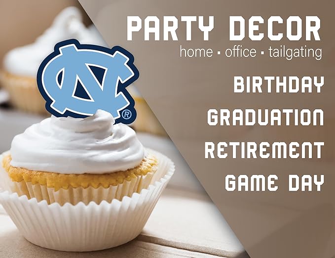 UNC Cupcake Topper Party Supplies for Football, Birthday, Graduation Party Decorations (24 Pieces) (North Carolina Tar Heels)