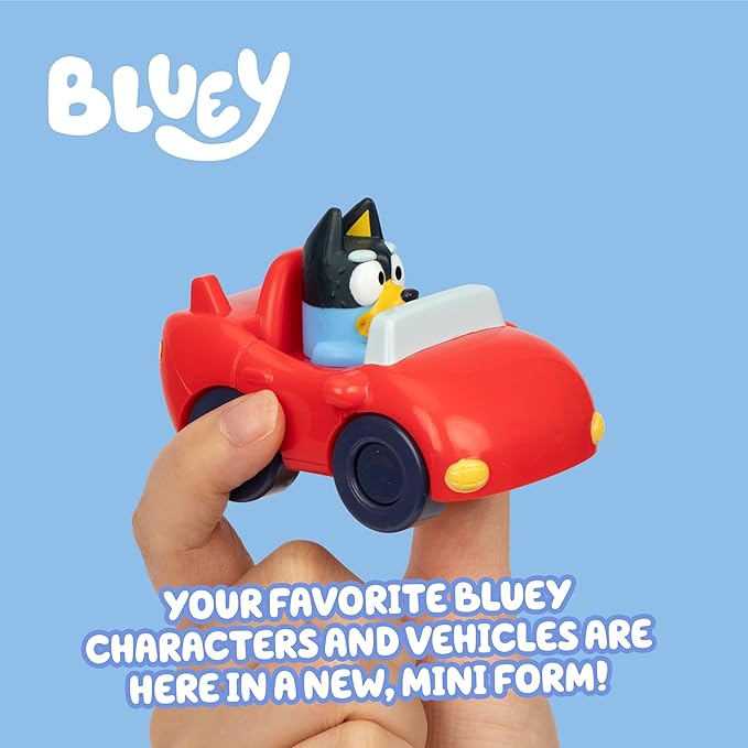 Bluey Mini Racers Toy Vehicles Set of 4, Garbage Truck, Convertible, Family Car, and Firetruck Small Toy Cars, Toddler Car Toys for Ages 3+