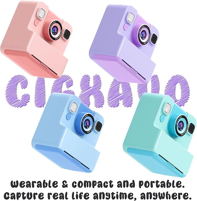 Kids Camera Instant Print Toys for Teenage Girls :Flip-Up Cameras Gift for Girls Ages 3-16 (for Christmas Or Birthday),1080P HD Digital Video Instant Print Cameras with 3 Rolls Paper & 32Gb-Purple