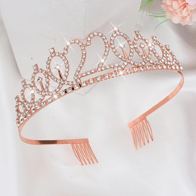 CIEHER 22nd Birthday Sash and Tiara Rose Gold, 22nd Birthday Decorations for Women 22nd Birthday Gifts 22nd Birthday Sash 22 Year Old Birthday 22nd Birthday Cake Topper