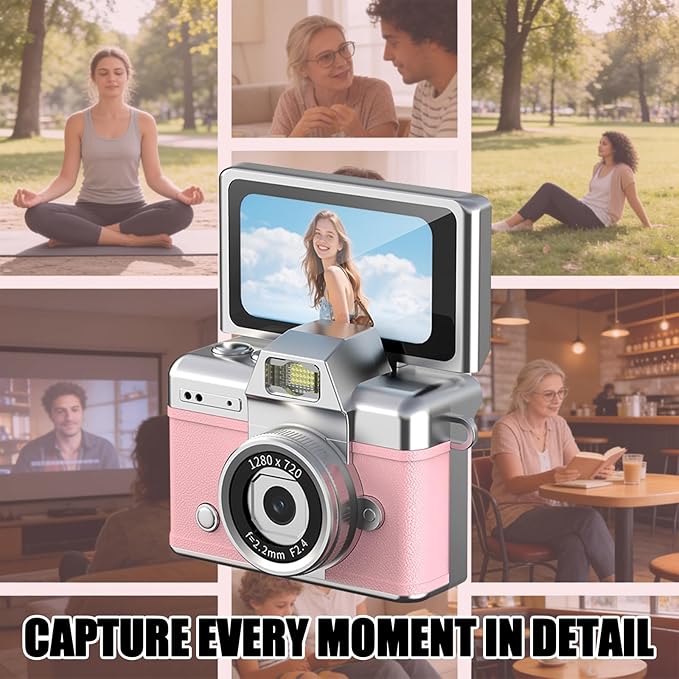 32GB Keychain Camera, Ultra-Light 25g Compact 1080P HD Video Recorder, Portable Toy Camera, Travel Party Accessory, Mini Entertainment Clip-on Camcorder for Daily Fun（Pink