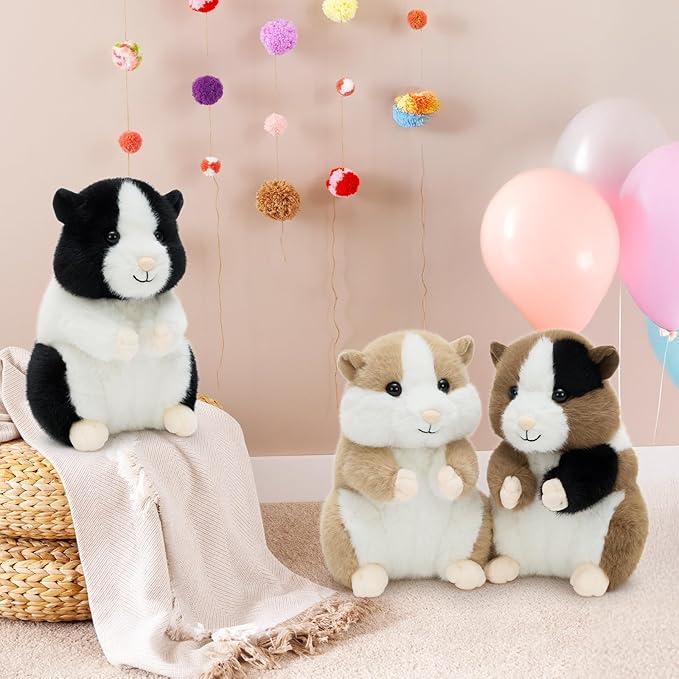 MorisMos Hamster Toys for Kids Girls Boys, 8.7" Realistic Hamster Stuffed Animal Plushies Set, Lifelike Small Stuffed Animals in Bulk for Baby Shower Birthday Party Decoration