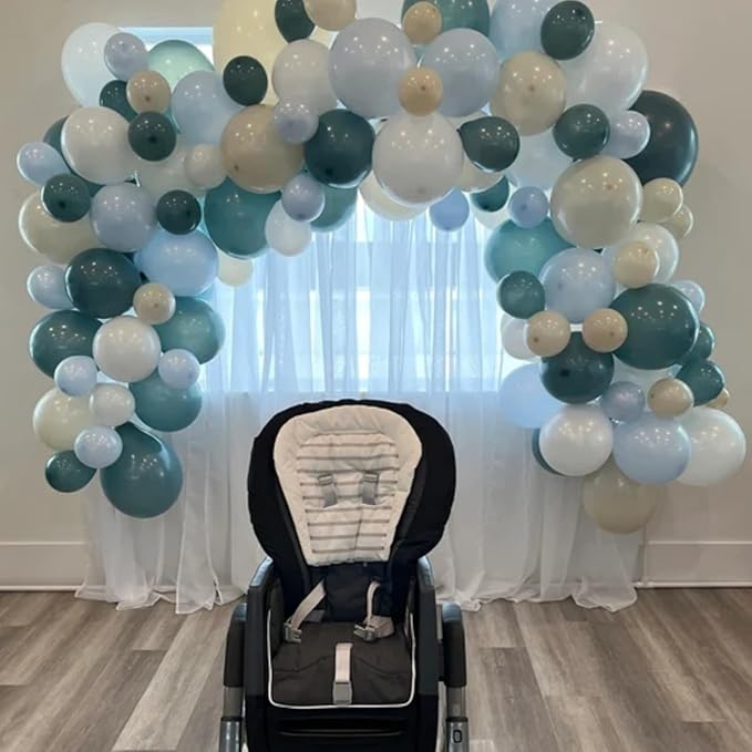 Blue White Balloons Dusty Blue White Beige Balloons 60PCS 12INCH Slate Blue Balloon for Bear Birthday Party Decorations Retro Sage Sea Pastel Blue Helium Latex Balloon for Boho Wedding Baby Shower