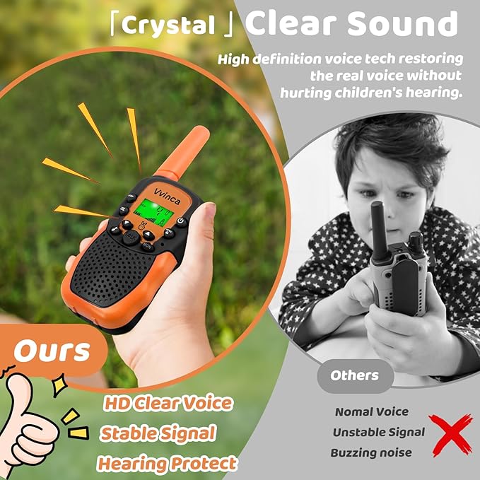 Vvinca Kids Walkie Talkies Rechargeable Toys Gifts for Ages 3 4 5-7 8-12 Year Old Boy Girl