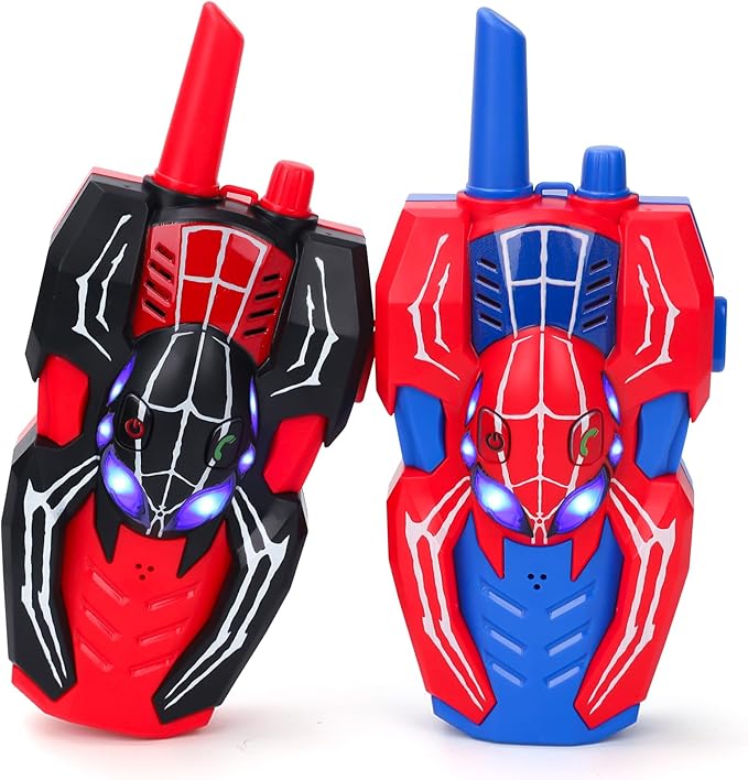 Kids Walkie Talkies Toys for 4 5 6 Years Old Boys,Spider Toy Gifts Age 4 5 6 7 8 Toddler Walkie Talkies 2 Pack with Lanyard for Outdoor Garden Hiking Camping Play Boy Girls Birthday Presents