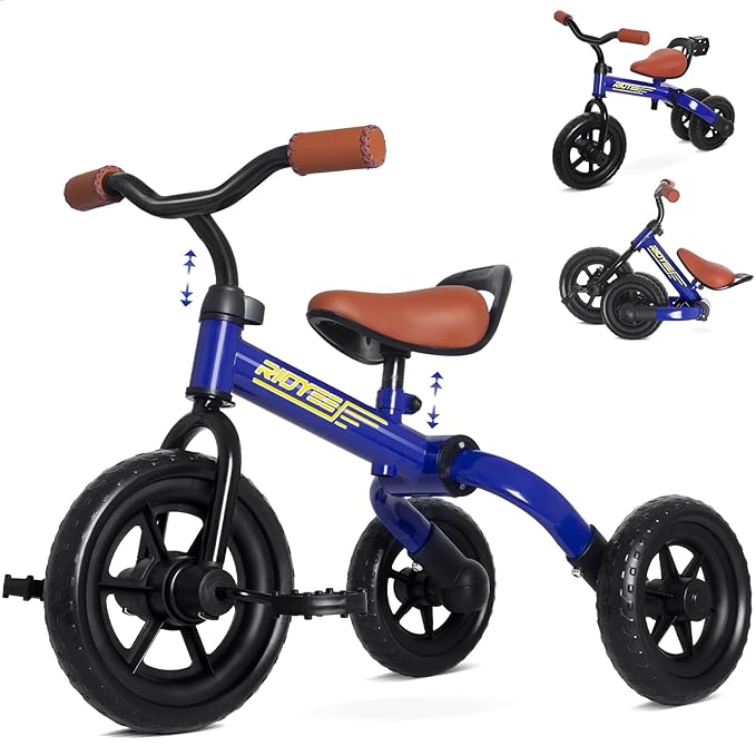 3-in-1 Foldable Tricycle and Balance Bike for Toddlers 2 to 5 Years, Tricycle for 2 Years with Adjustable Handlebar and Seat, Tricycles for 3-5 Years with DIY Plate, Blue