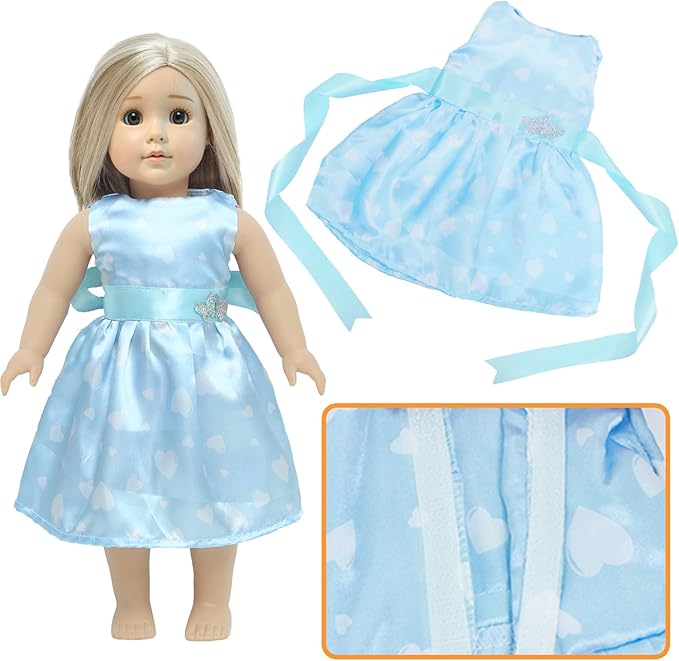 5 Sets 18 Inch Girl Doll Wedding Gown, Fashion Clothes and Accessories, 1 Bride Gown with Veil, 4 Satin Doll Dresses, Gift for American Doll Clothing