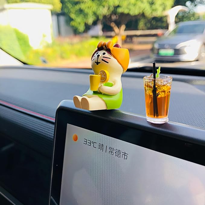 Cute Cats Car Dashboard Decorations Accessories Interior for Women Men, Mini Cat Statues Collectible Figurines for Car Display Dash Board Decor Rear View Mirror Decoration Computer Monitor Ornaments