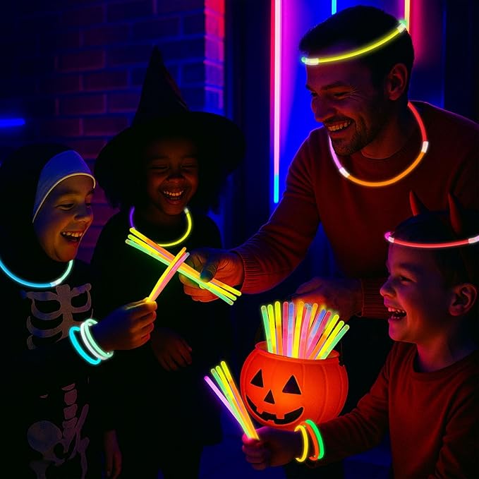 3 otters 100PCS Glow Sticks, 8 Inch Glow in the Dark Party Favors Easter Birthday Party Supplies Light Up Sticks for Kids Adults Birthday Easter Basket Stuffers Egg Fillers Decorations