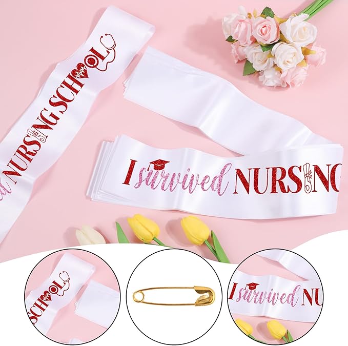 I Survived Nursing School Sash, Nurse Rn Class of 2026 Graduation Party Decorations Supplies, Congrats Grad Nursing School Graduation Gifts for Women Girls