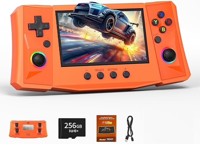 RegiisJoy R50 Ultra 50000 in 1 Handheld Game Console, 4.5 Inch IPS Screen Retro Gaming Consoles Main Emulators, Portable Mini Pocket Arcade 4000mAh Battery,256G TF Card,Linux System