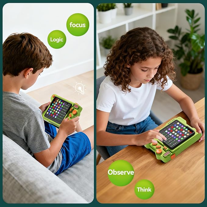 Super Decoder Game, 4-in-1 Code Breakers Puzzle Game, Handheld Games for Kids and Adults, Birthday Gift for Boys and Girls, Travel Games for Road Trip (Green)