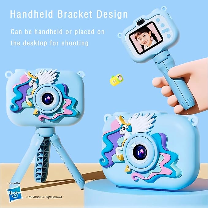 My Little Pony Princess Series Children's Cameras，Digital Point & Shoot Cameras with Bracket, Christmas Birthday Gifts Girls Boys Age 3-12, Kid's Camera with SD Card，Princess Celestia