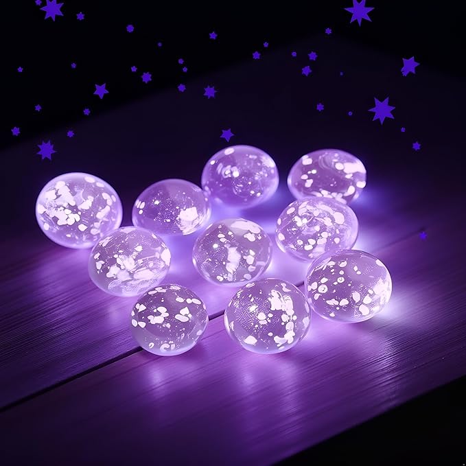 10Pcs Glass Marbles Glow in The Dark Multi-Color Luminous Marbles Marble Games and DIY Home Decoration Marble Runs Learning and Education (0.47 inch) (Pink)