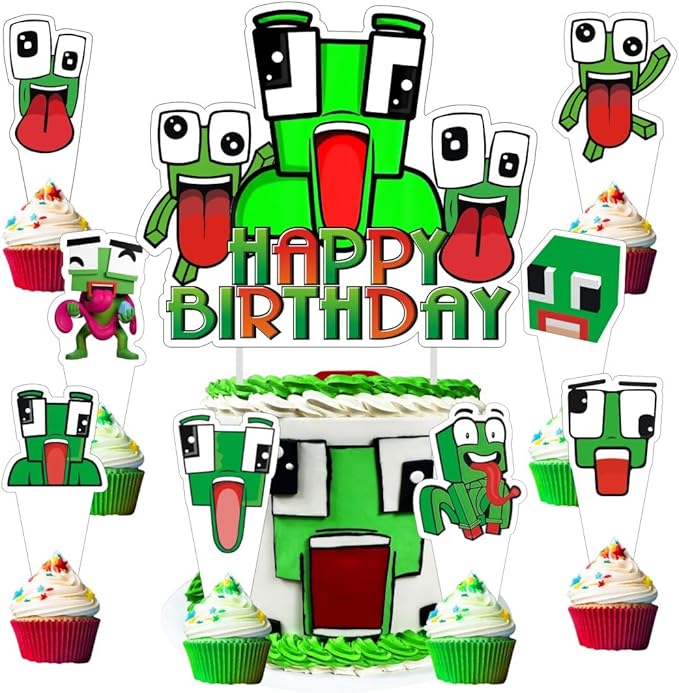 25 Pcs Cake Topper and Cupcake Toppers Set Birthday Party Supplies for Kids Birthday Decorations