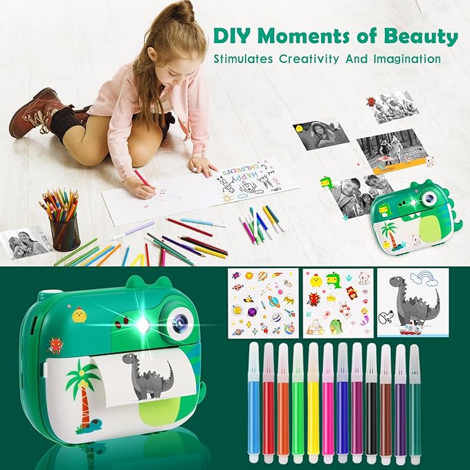 Kids Camera Instant Print,Children Digital Camera Toys with HD Video for Kids Aged 3-12,Christmas Birthday Festival Present for Girls Boys,with 7 Rolls Instant Paper,M3